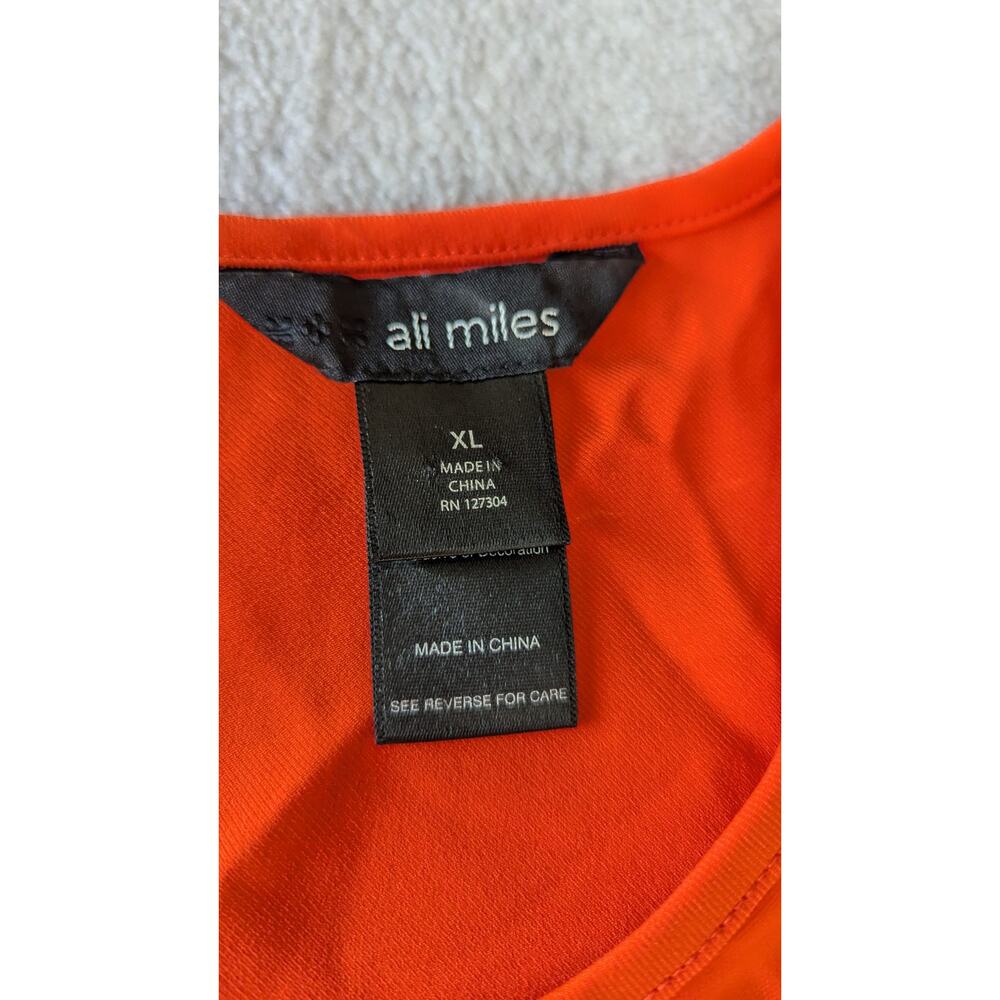 ALI MILES Top XL Laser Cut Short Sleeves Keyhole Back Popover Relax Oversize - Picture 5 of 8